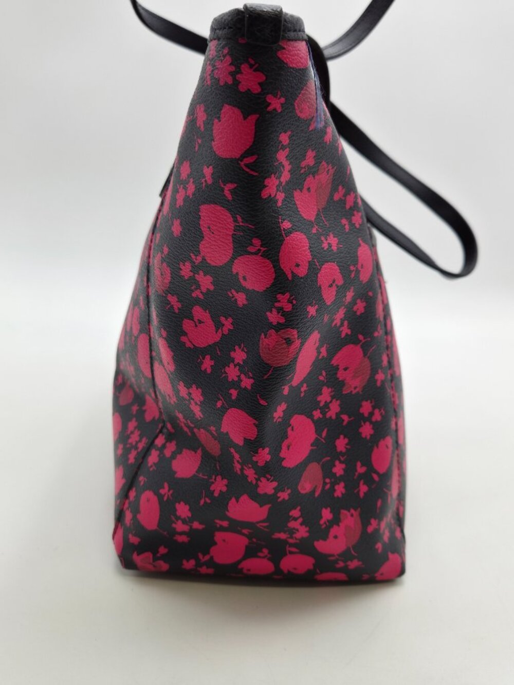 Coach City Tote Bag Prairie Calico Floral Canvas Structured Handbag Black Pink - Picture 4 of 15